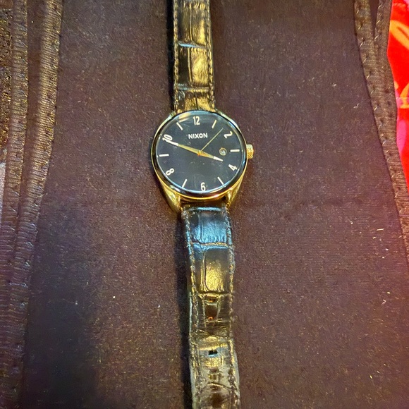 Nixon Accessories - Nixon Gold and Black Leather Watch
